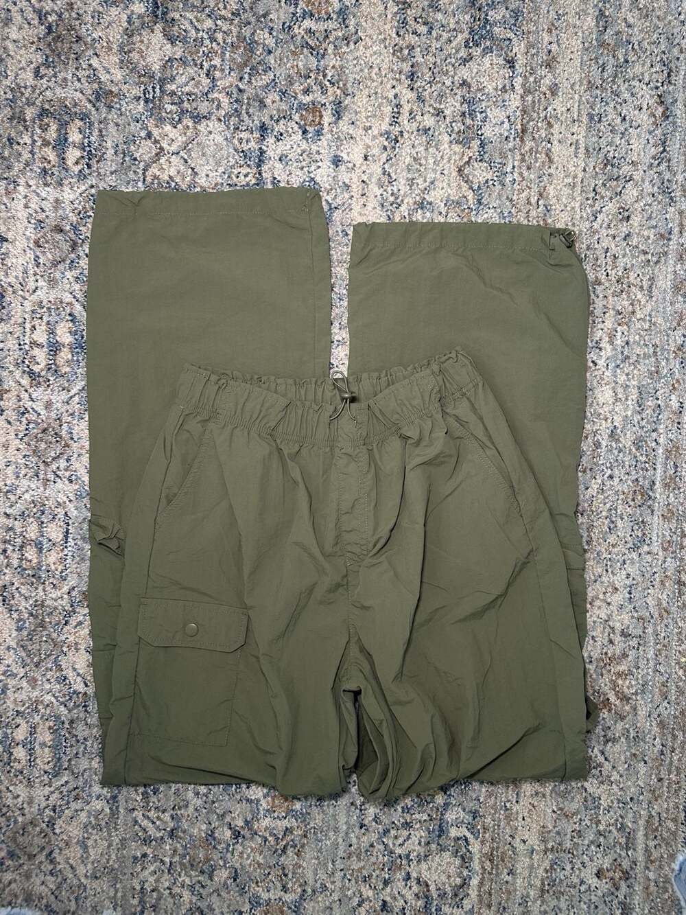 Love Tree Women's Olive Green Cargo Pants Size M Elastic Waist Drawstring